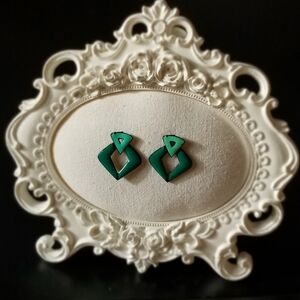 Geometric Teal Earrings